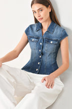 LOVELY COLLAR DENIM TOP Flying Tomato