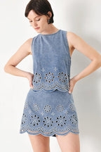 FLORAL LOVE DENIM TOP Flying Tomato