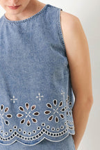 FLORAL LOVE DENIM TOP Flying Tomato