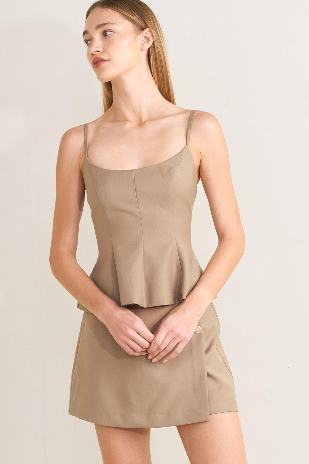 MANHATTAN PEPLUM WOVEN CAMI TOP Flying Tomato