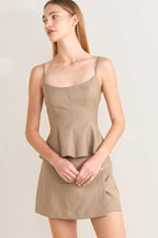 MANHATTAN PEPLUM WOVEN CAMI TOP Flying Tomato