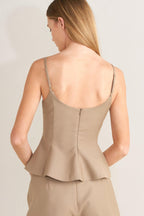 MANHATTAN PEPLUM WOVEN CAMI TOP Flying Tomato