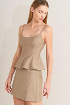 MANHATTAN PEPLUM WOVEN CAMI TOP Flying Tomato