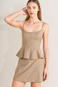 MANHATTAN PEPLUM WOVEN CAMI TOP Flying Tomato