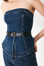 SKYLINE FLARE DENIM TUBE TOP Flying Tomato