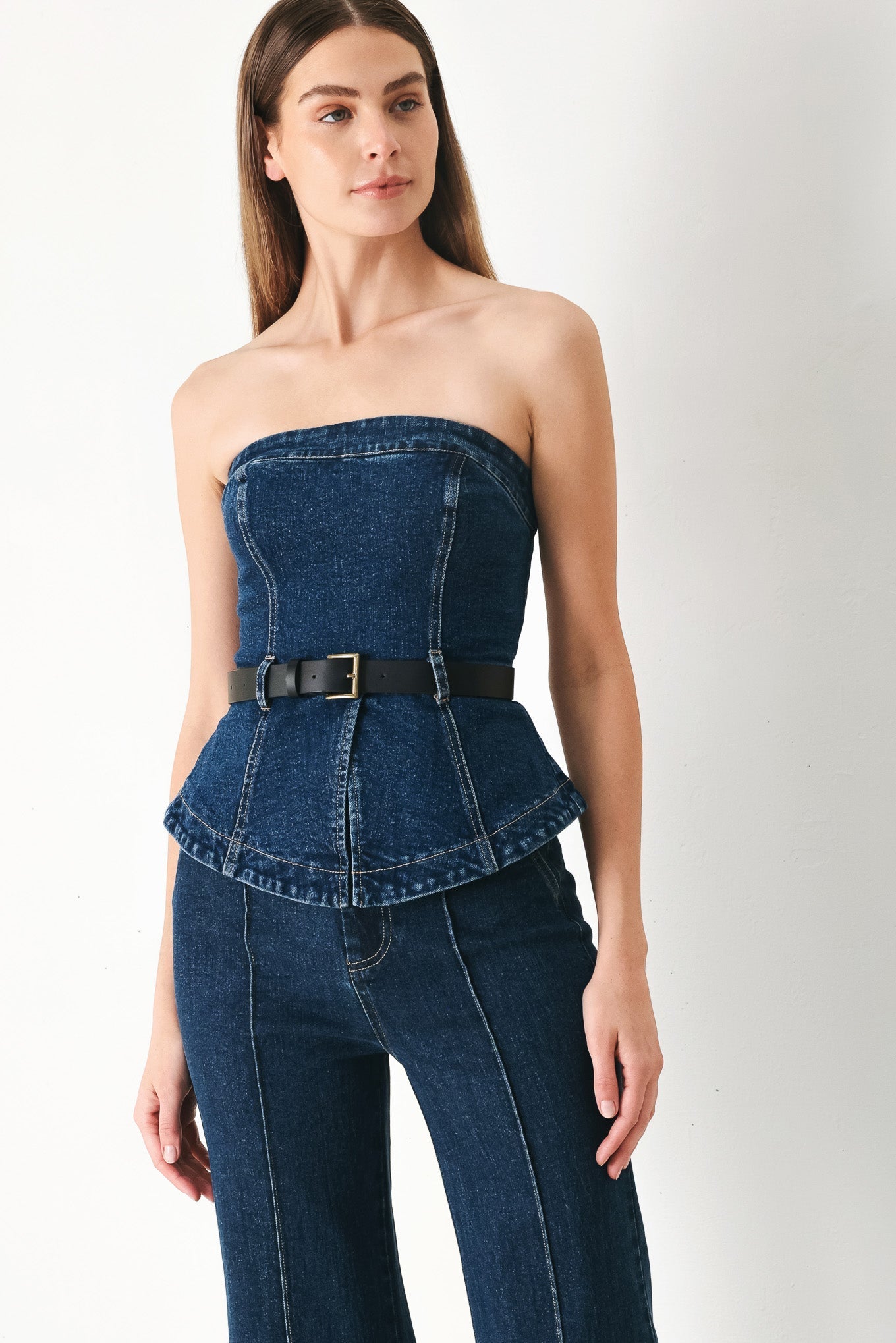 SKYLINE FLARE DENIM TUBE TOP Flying Tomato
