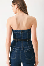 SKYLINE FLARE DENIM TUBE TOP Flying Tomato