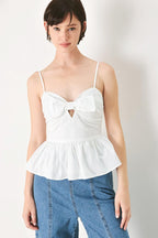 SUNSET BOW WHITE WOVEN TOP Flying Tomato