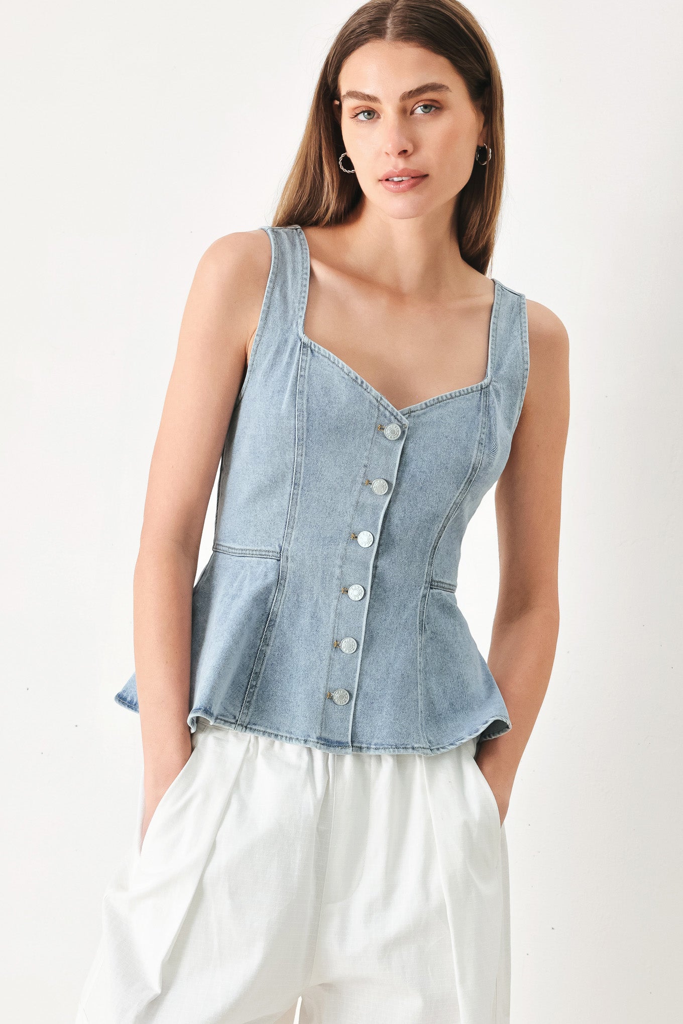 BLOSSOM BLUE DENIM TOP Flying Tomato