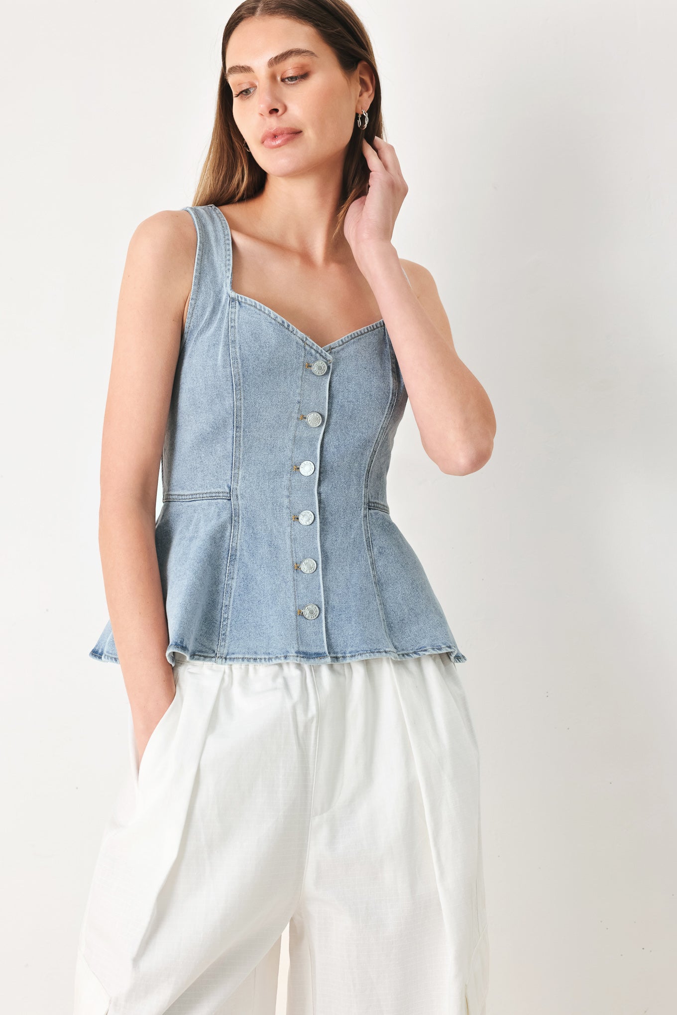BLOSSOM BLUE DENIM TOP Flying Tomato