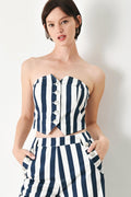 NAVY BLOSSOM WOVEN TUBE TOP Flying Tomato