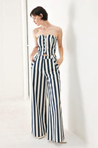 NAVY BLOSSOM WOVEN TUBE TOP Flying Tomato