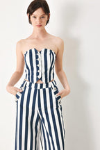NAVY BLOSSOM WOVEN TUBE TOP Flying Tomato