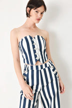NAVY BLOSSOM WOVEN TUBE TOP Flying Tomato