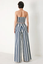 NAVY BLOSSOM WOVEN TUBE TOP Flying Tomato