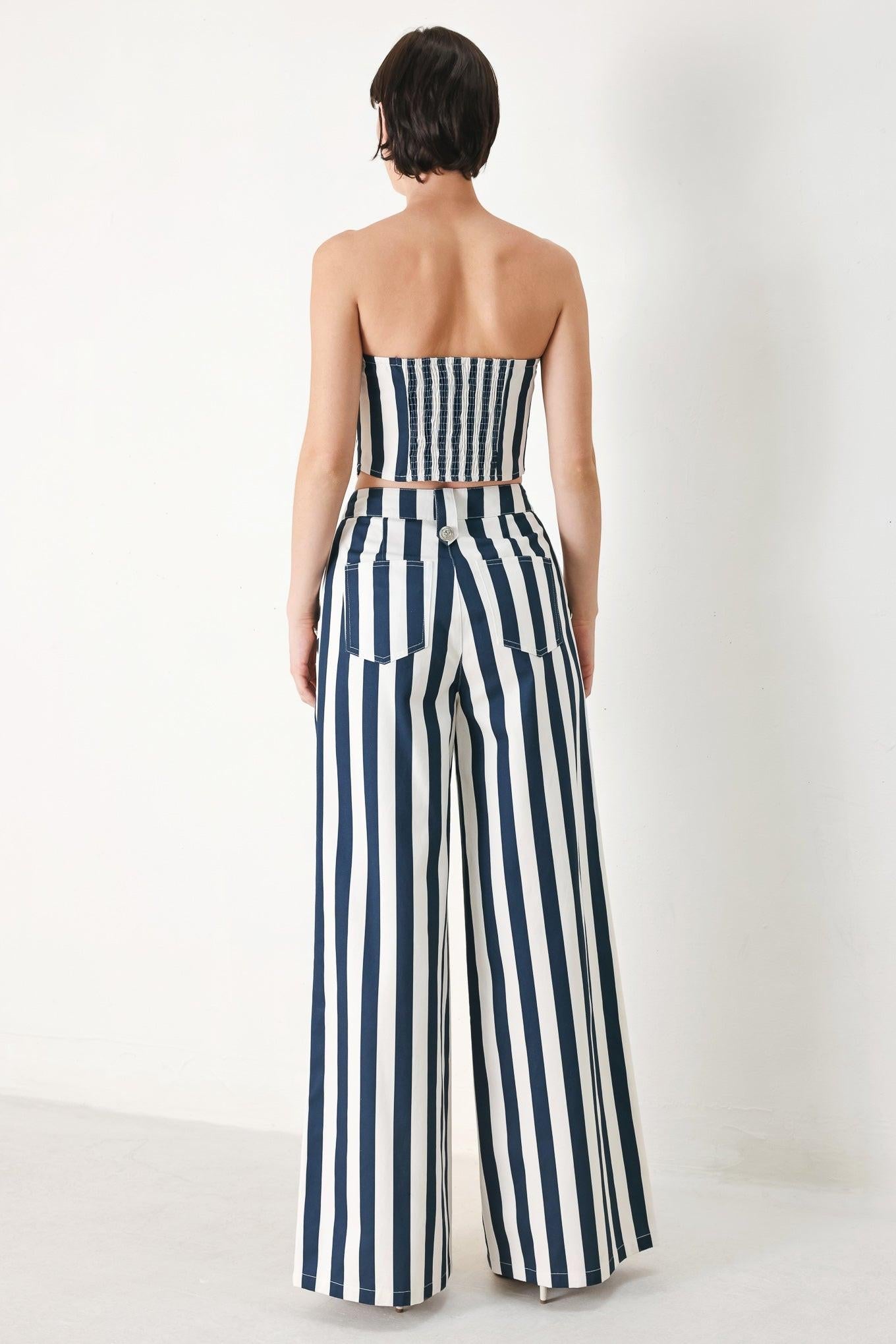 NAVY BLOSSOM WOVEN TUBE TOP Flying Tomato