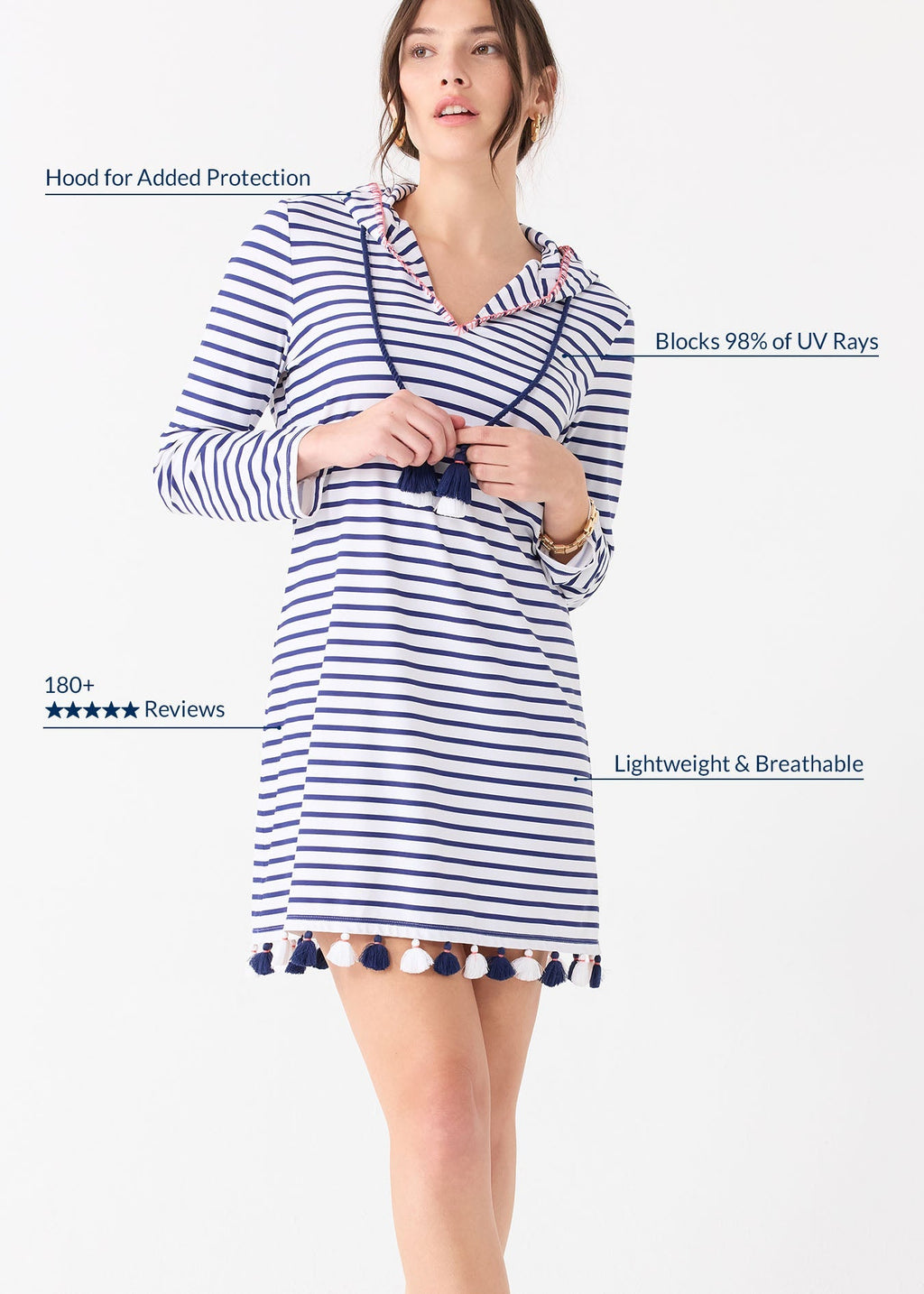 Navy Stripe Hooded Cover Up Cabana Life