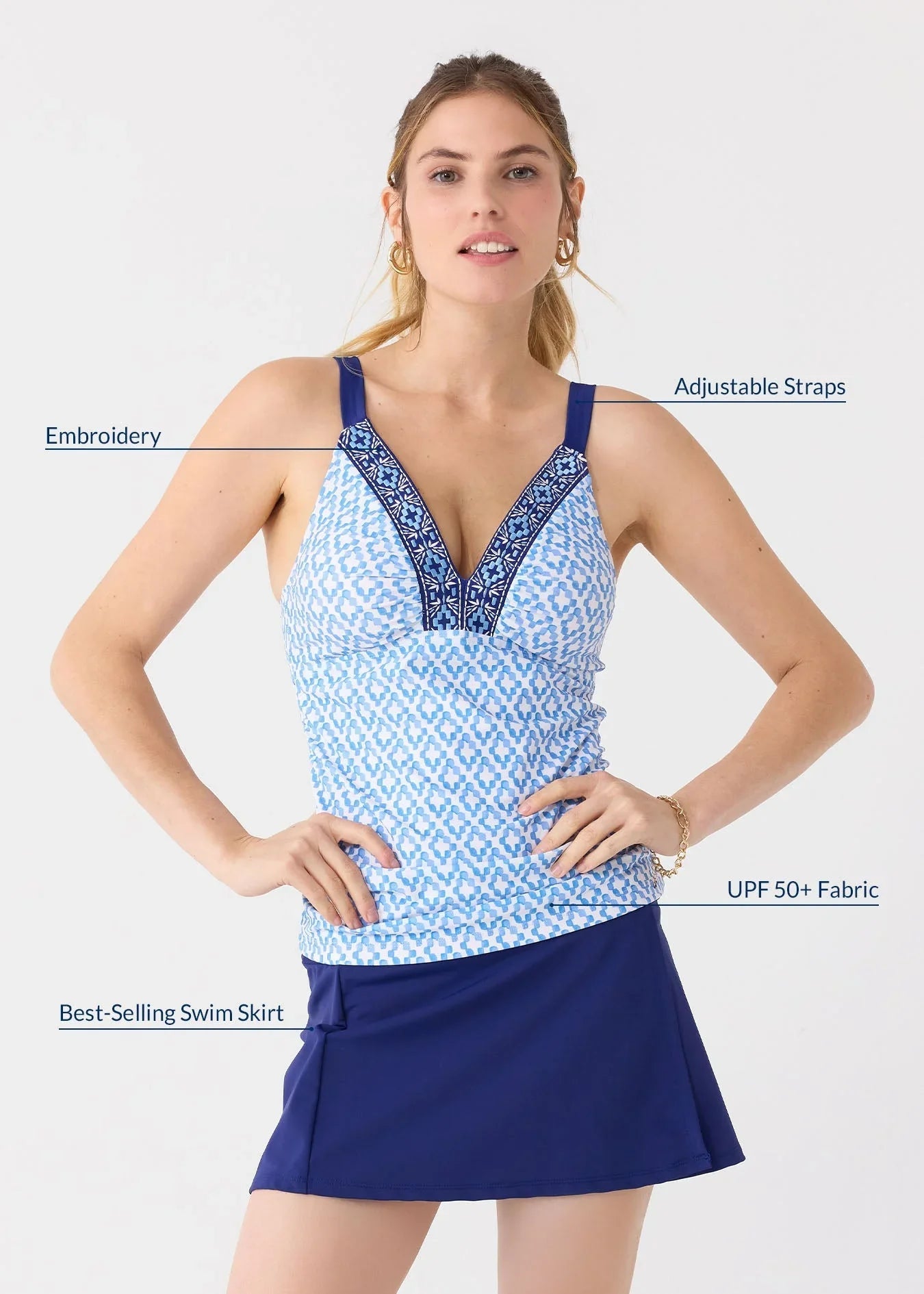 Seaside Embroidered Tankini Top Cabana Life