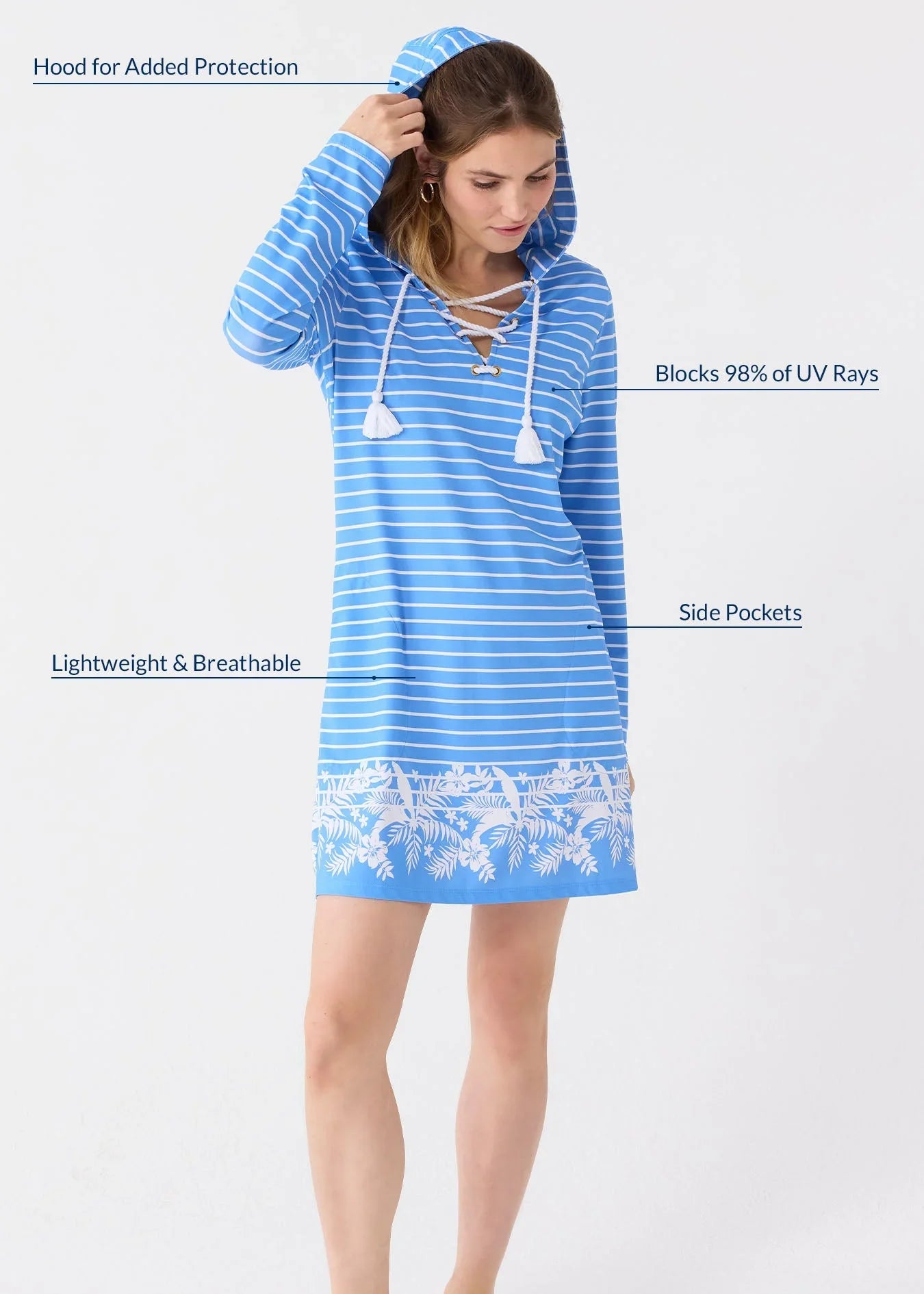 Palm Beach Lace Up Hooded Cover Up