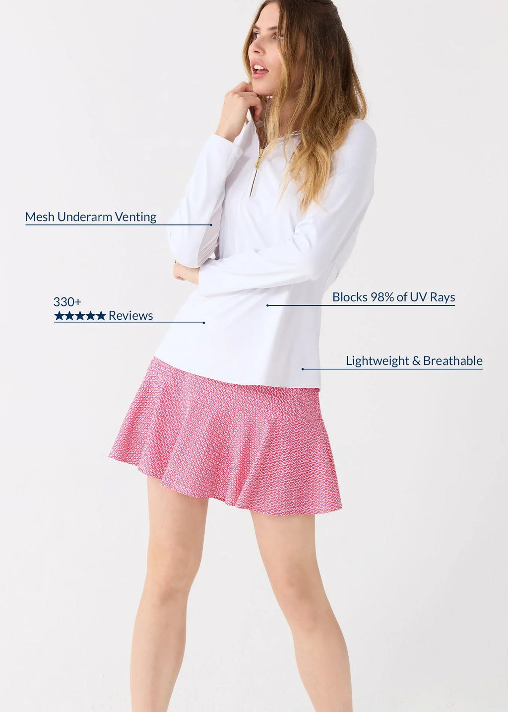 White 1/4 Zip Sport Top