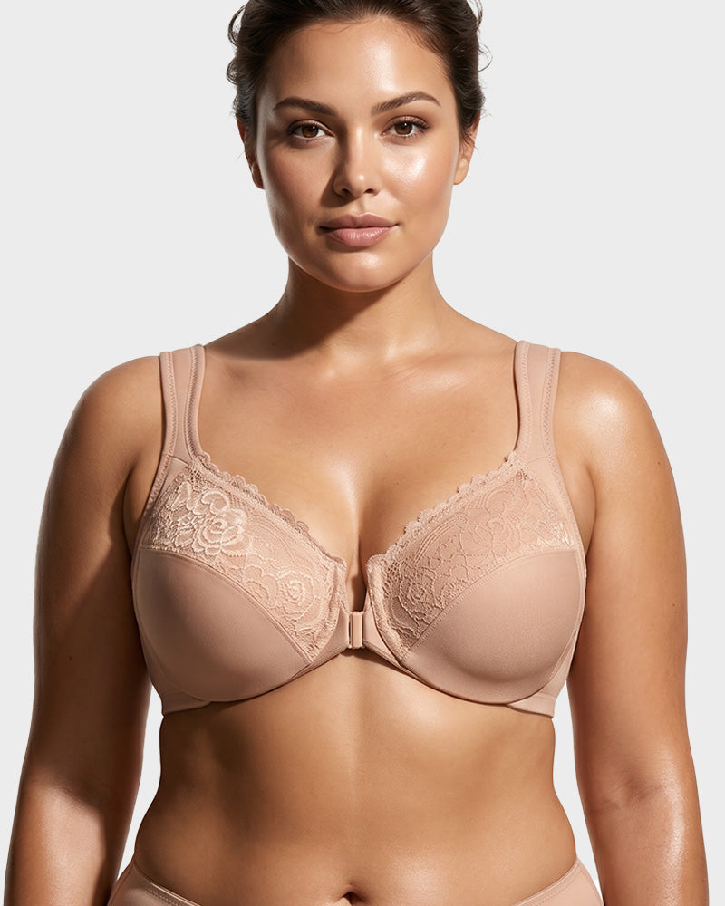 Front-Closure Underwire Print Bra