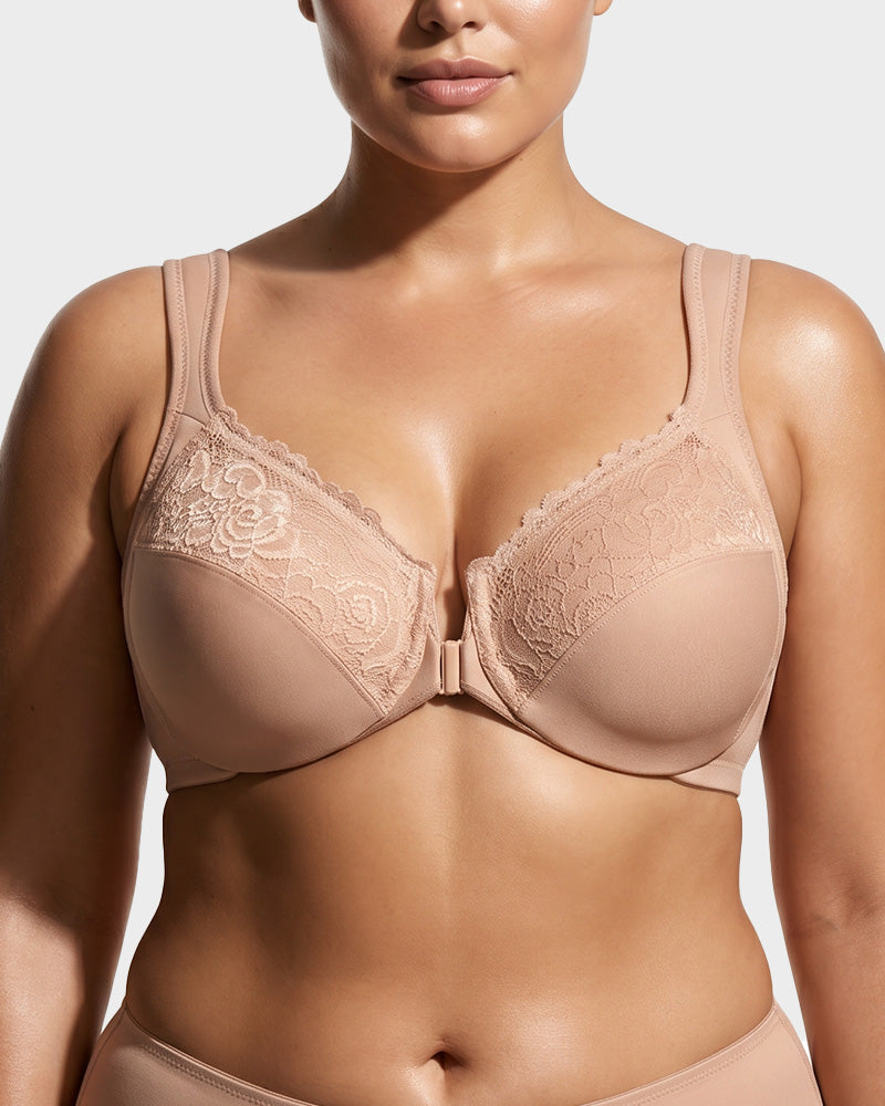 Front-Closure Underwire Print Bra