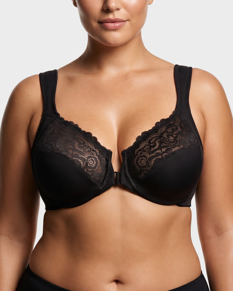 Front-Closure Underwire Print Bra