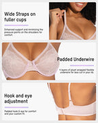 Full Coverage Lace Minimizer Bra - Petal SheCurve
