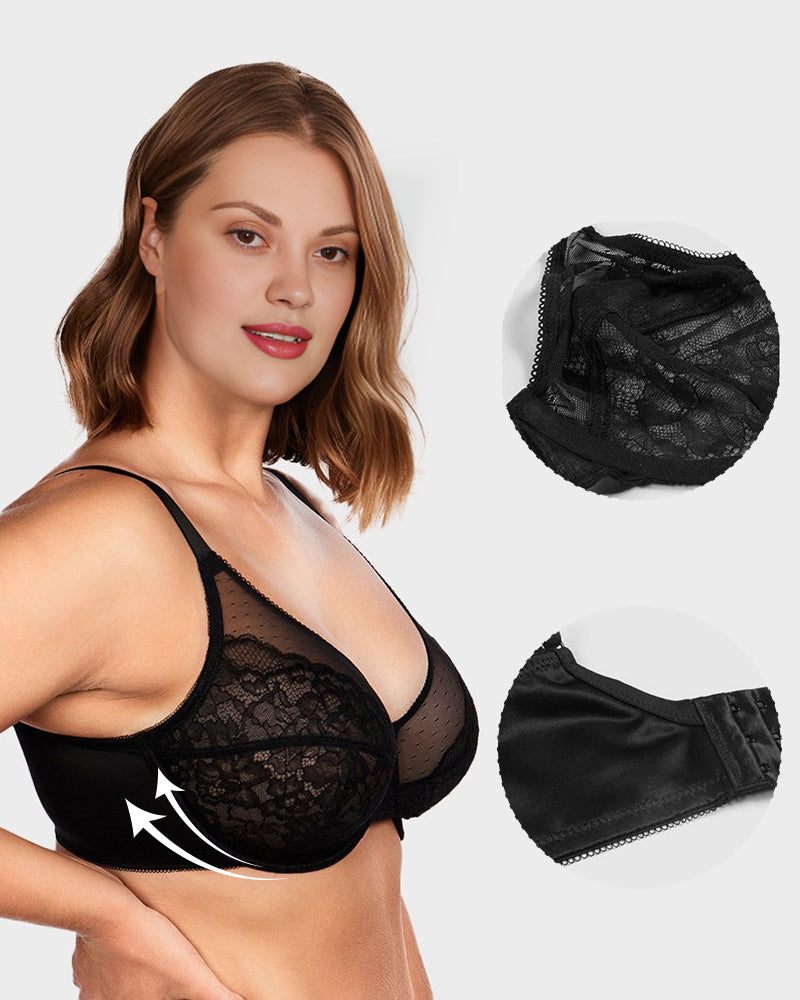Full Coverage Lace Minimizer Bra - Petal SheCurve