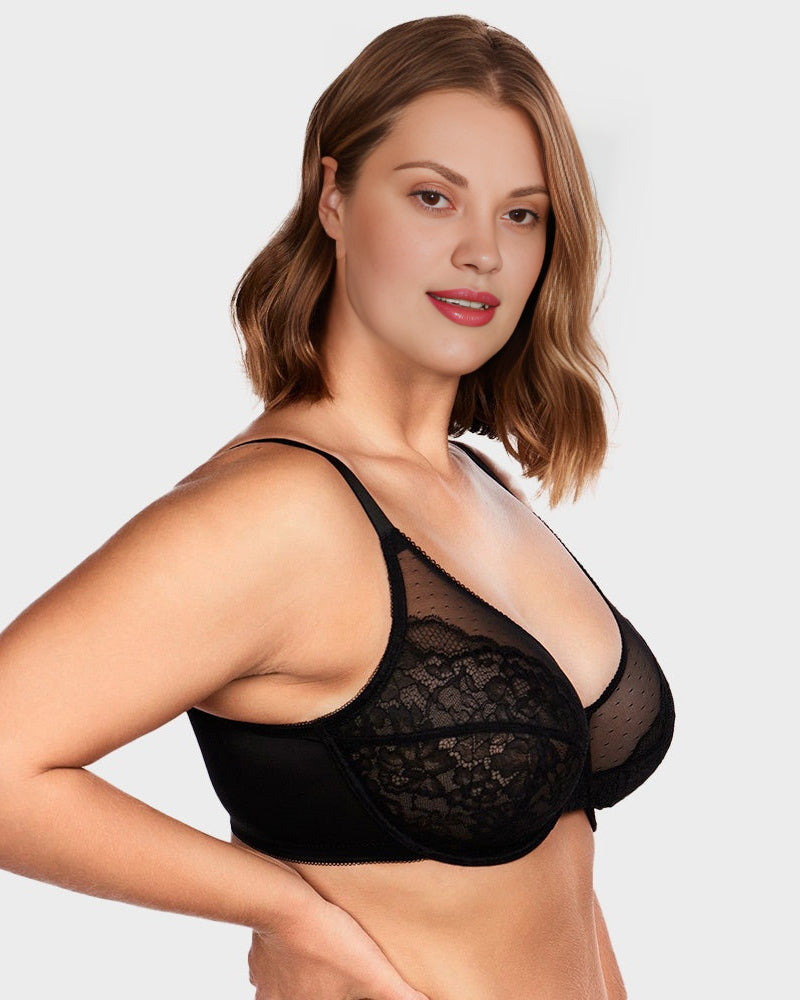 Full Coverage Lace Minimizer Bra - Petal SheCurve