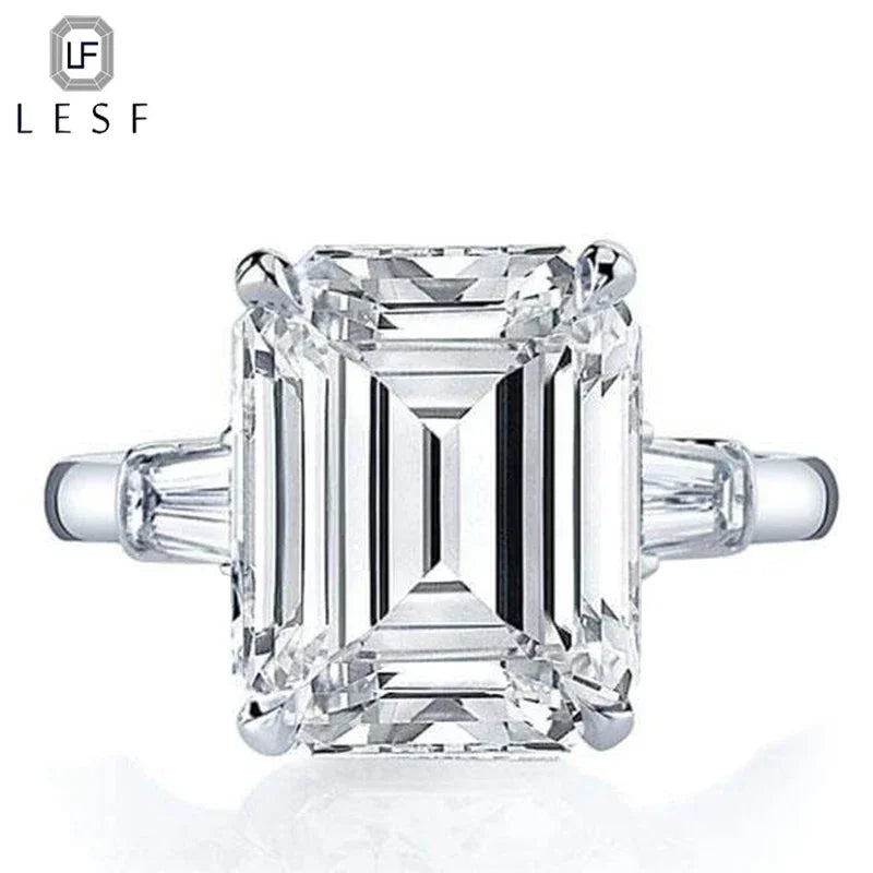 Luxury Ladies Jewelry Ring 5 Carat Emerald Moissanite 925 Sterling Silver Wedding Fashion Engagement Rings