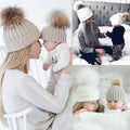 Winter Knit Mother & Child Beanie Pom Hat LUXLIFE BRANDS
