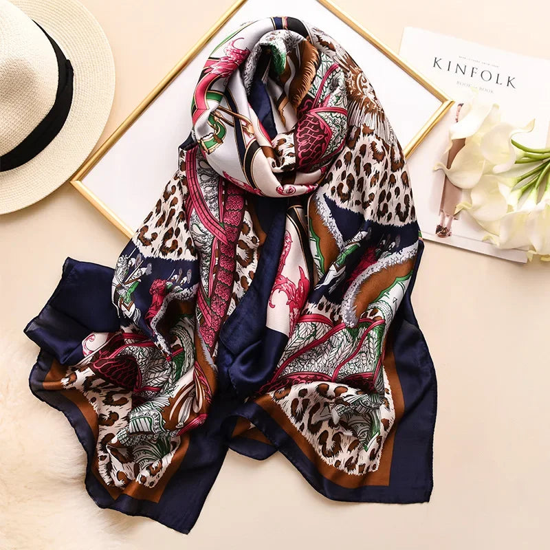 Luxury brand hijab summer women scarves soft long print silk scarves lady shawl and wrap 2022 pashmina bandana beach stoles