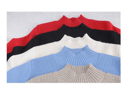 Fdfklak Half-High Collar Inner Sweater Women 2022 New Korean Mid-Length Wool Winter Sweaters Dress Pullover Knit Tops Pull Femme