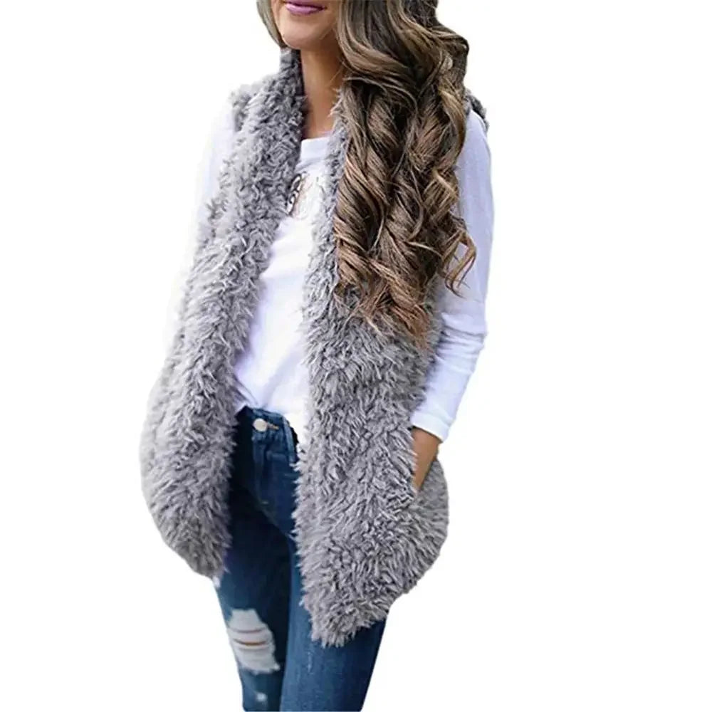 Winter Warm Faux Fur For Women Fashion Slim Fur Vest Female Light Long Coat Abrigo Mujer Furry Vest Fake Fur Comfort Bontjas LUXLIFE BRANDS