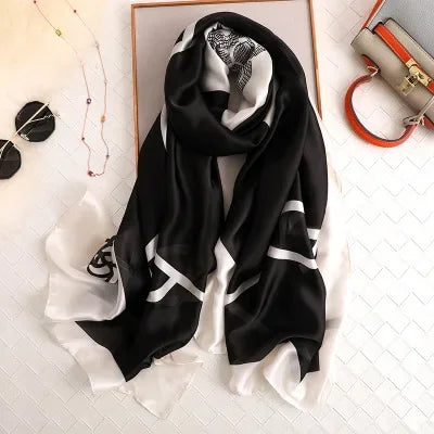 Luxury brand hijab summer women scarves soft long print silk scarves lady shawl and wrap 2022 pashmina bandana beach stoles