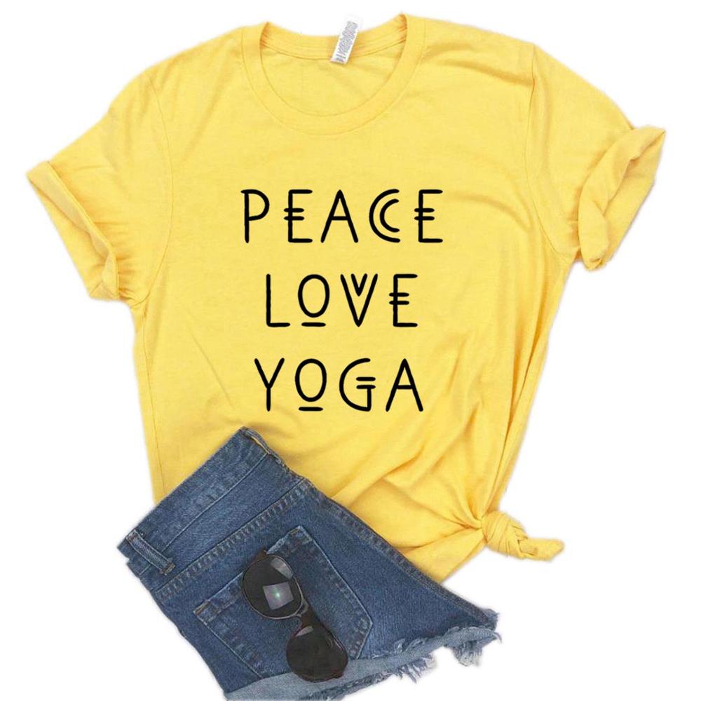 peace love yoga Print Women Tshirts Casual Funny t Shirt For Lady Yong Girl Top Tee Hipster 6 Color NA-879