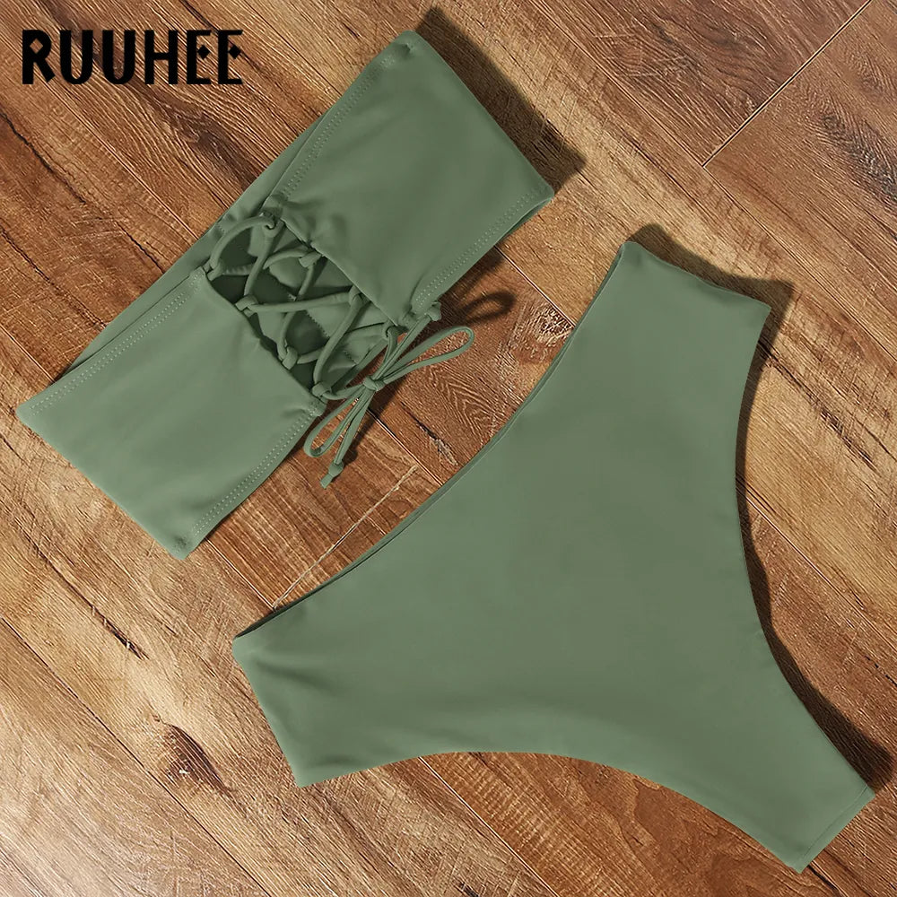 RUUHEE Bandage Bikini Swimwear Women Swimsuit High Waist Bikini Set 2023 Bathing Suit Push Up Maillot De Bain Femme Beachwear LUXLIFE BRANDS