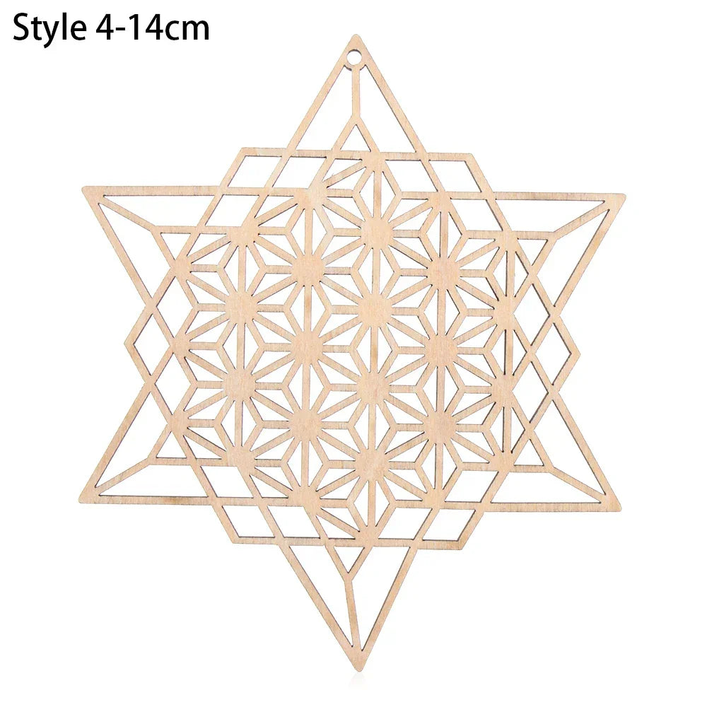 Chakra Flower of Life Natural Wood Coasters For Crystal Set Luxlife Brands