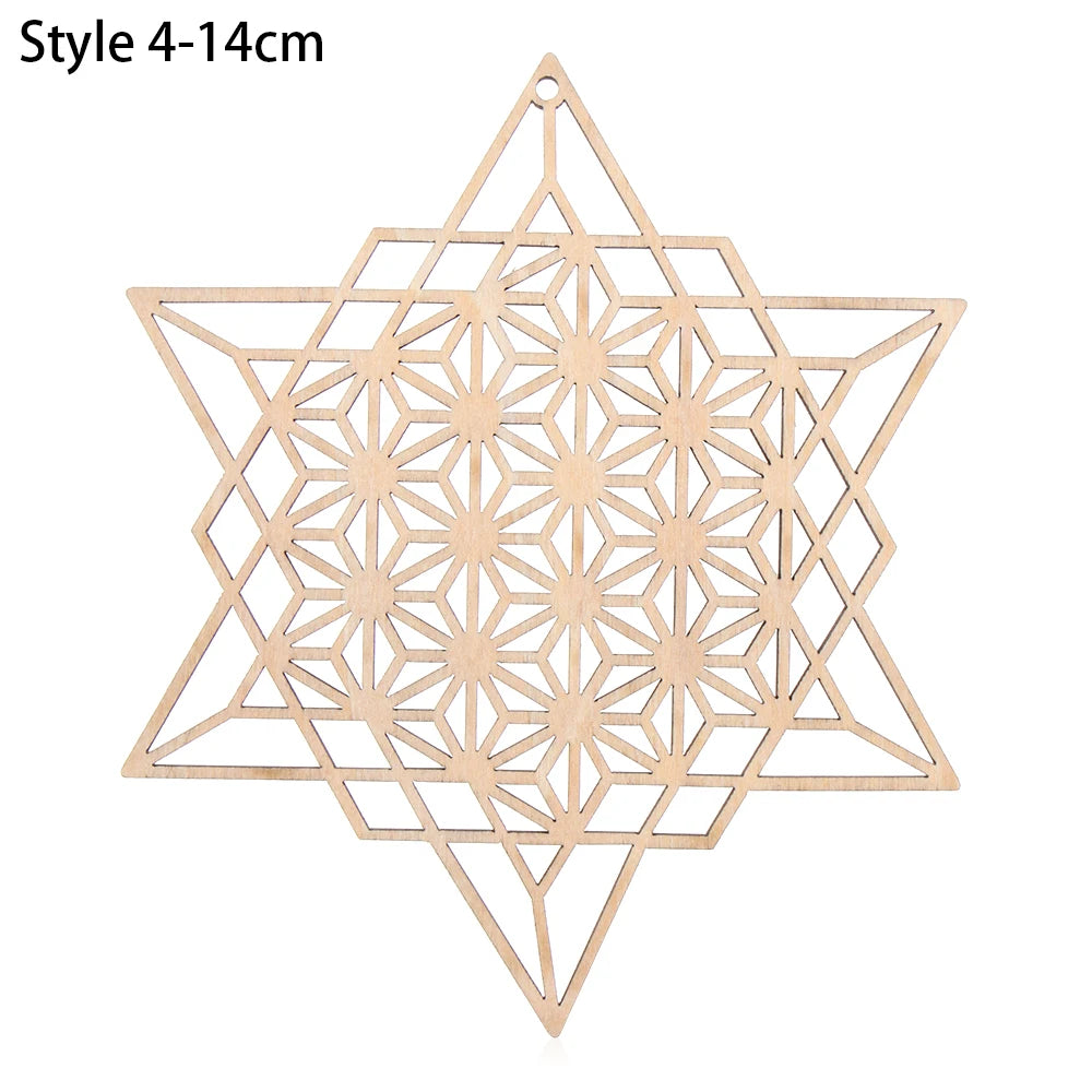 Chakra Flower of Life Natural Wood Coasters For Crystal Set