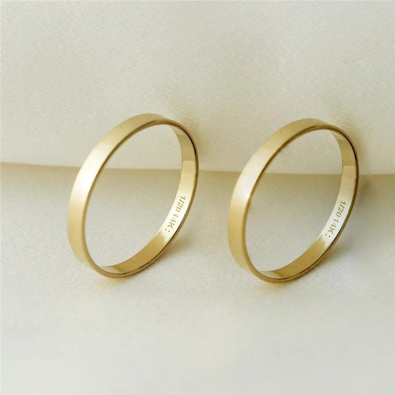 14K Gold Filled 2.25mm Flat Ring Boho Gold Jewelry Minimalist Knuckle Ring Anillos Mujer Gold Accessories Rings for Women