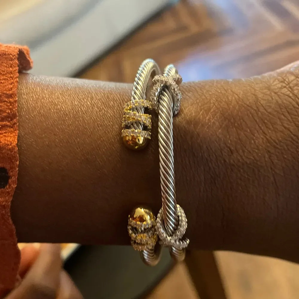 Missvikki Original design Stackable Bangle For Women Bridal Wedding Cubic Zircon OPen Bangle Dubai Bracelet Party Jewelry LUXLIFE BRANDS