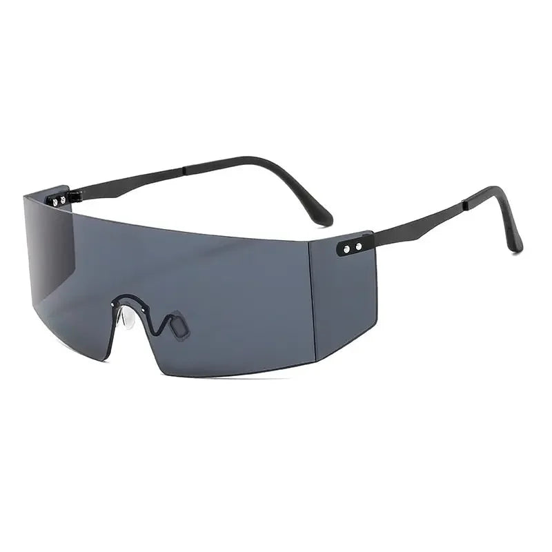 OEC CPO Fashion Rimless Sunglasses Women Men Big Flat Top Glasses Oversized Sunglasses Female Mirror Goggle UV400 O596