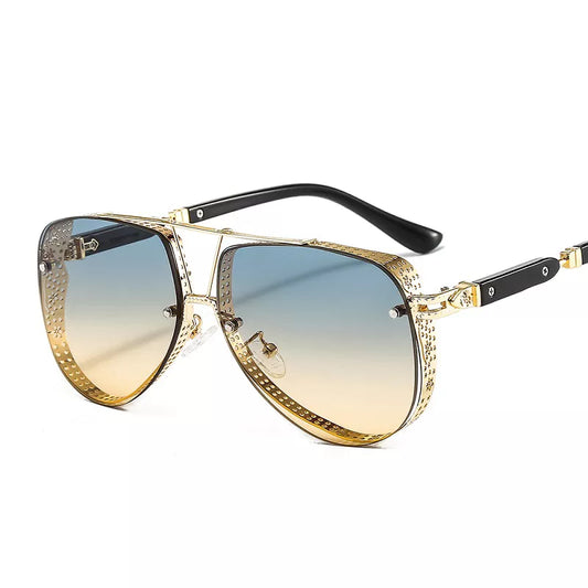 2023 New Hollow Pattern Oval Sunglasses Men Women Luxury Trend Brand Designer Metal Alloy Frame Gradients Lens conspicuous Pilot LUXLIFE BRANDS
