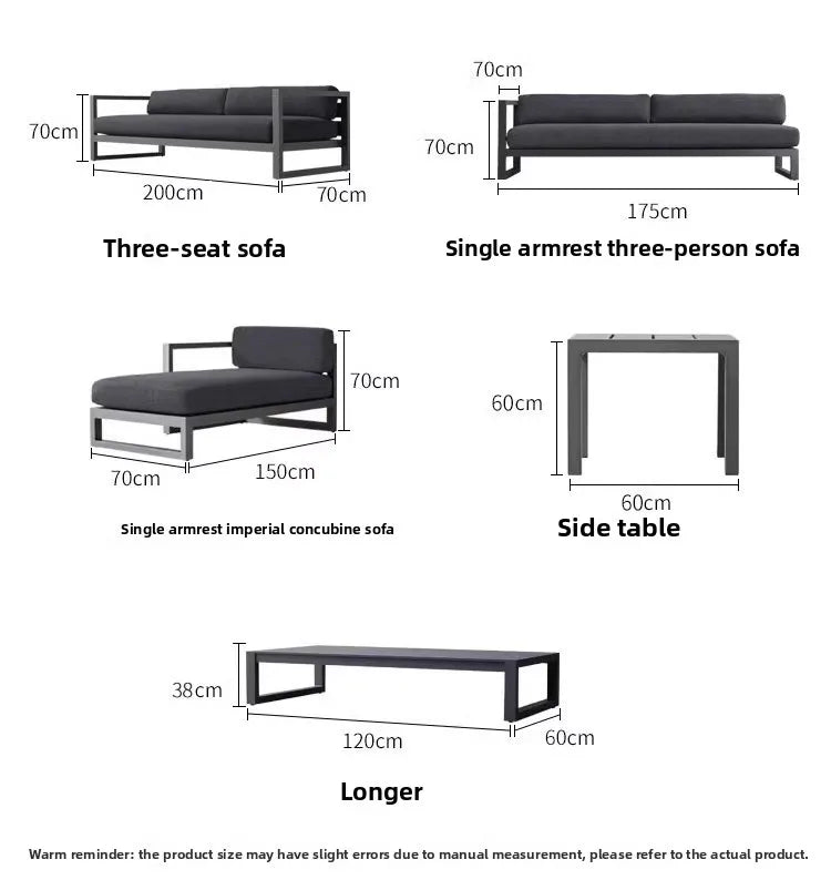 Modern Luxury Aluminum Alloy Leisure Sofa Set Waterproof Sunshade for Outdoor Patio Garden Terrace Sunroom Living Room Luxlife Brands
