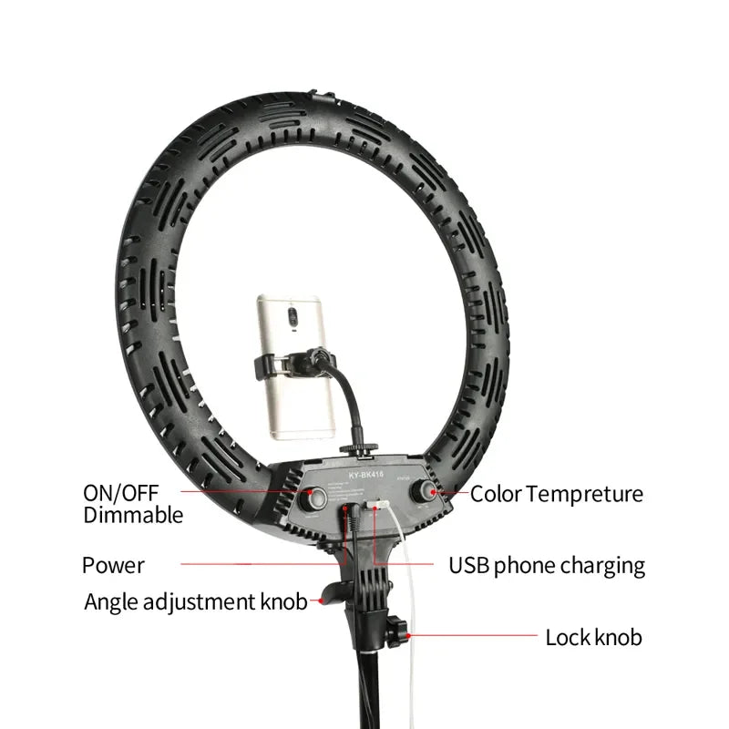 Live Stream 18 inch LED Ring Light with Tripod - Dimmable Photographic Lighting LUXLIFE BRANDS