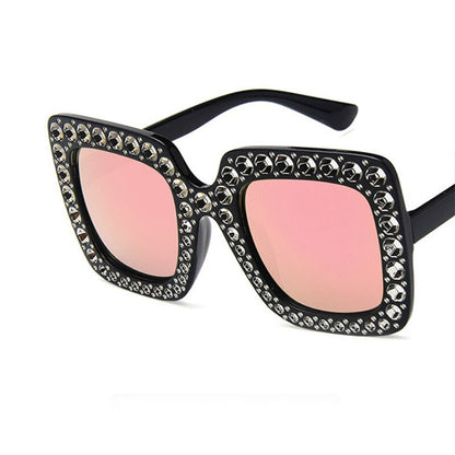 Big Square Rhinestone Vintage Sunglasses Luxury Brand Designer Sun Glasses For Women Fashion Crystal Oversize Sunglasses Eyewear