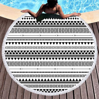 Bohemian Round Beach Towel Colorful Geometric Tassel Tapestry Microfiber Yoga Mat Boho Toalla Blanket 150cm Shower Bath Towels