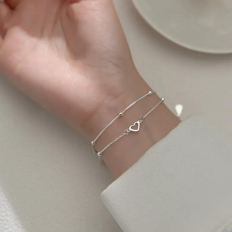 Romance 925 Sterling Silver Double Love Bracelet LUXLIFE BRANDS