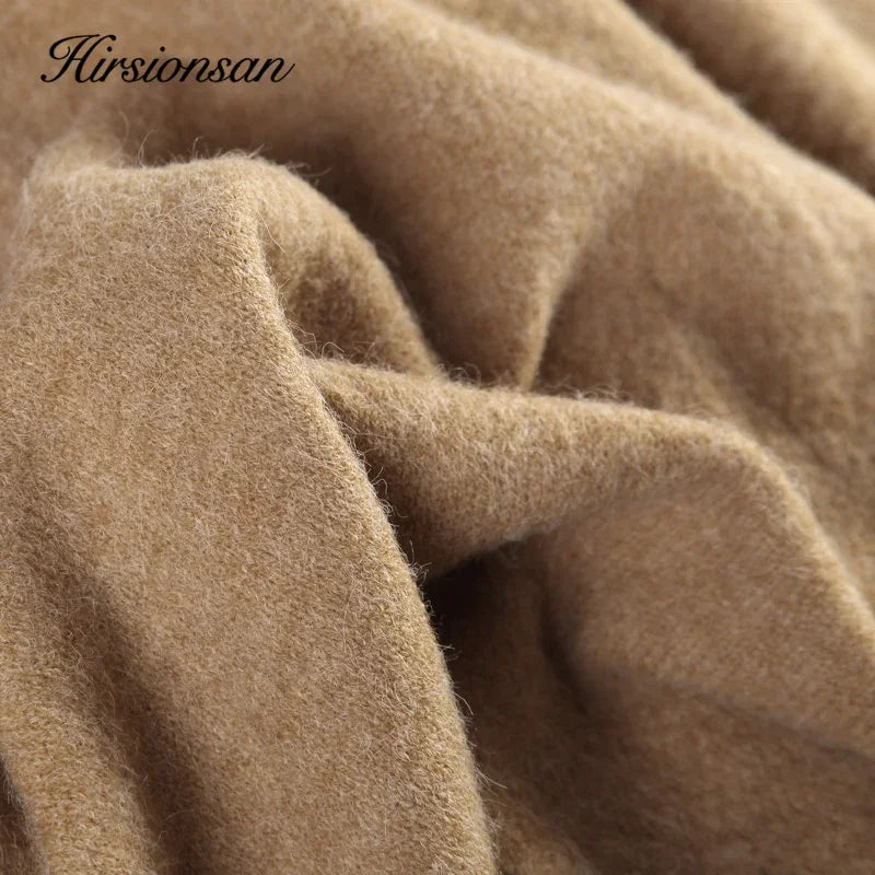 Hirsionsan turtle Neck Solid Cashmere Sweater Women Elegant Soft Warm Female Knitted Pullovers Basic Loose female Jumper LUXLIFE BRANDS